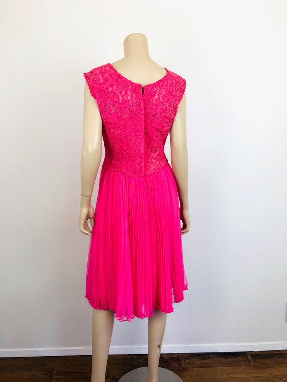 Vintage 1960s HOT PINK Soutash EMBROIDERED Pleate… - image 8