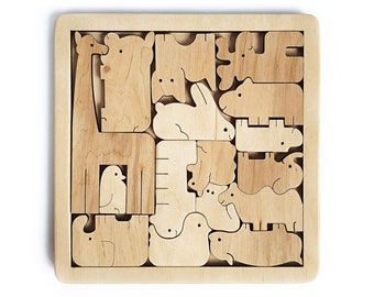 wooden animal puzzles for toddlers