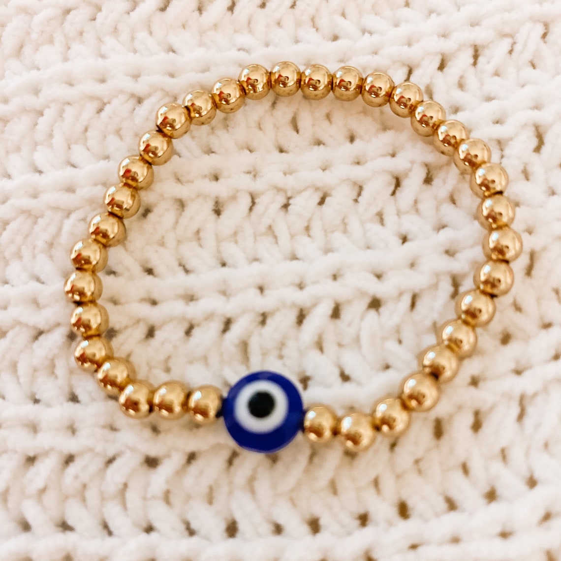 14k Gold Plated Evil Eye Bracelet Etsy