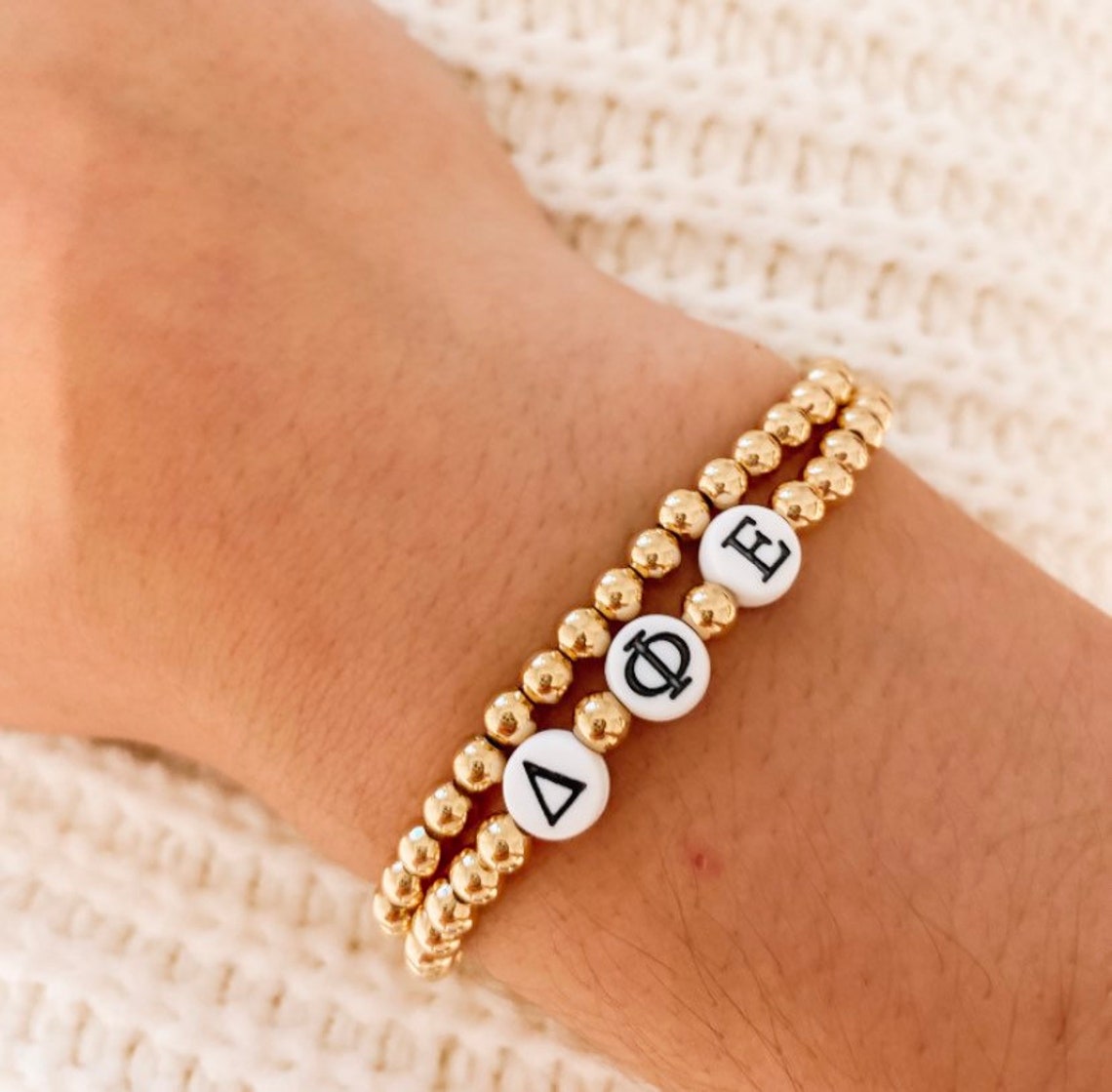 14K Gold Plated Greek Letter Bracelets Etsy