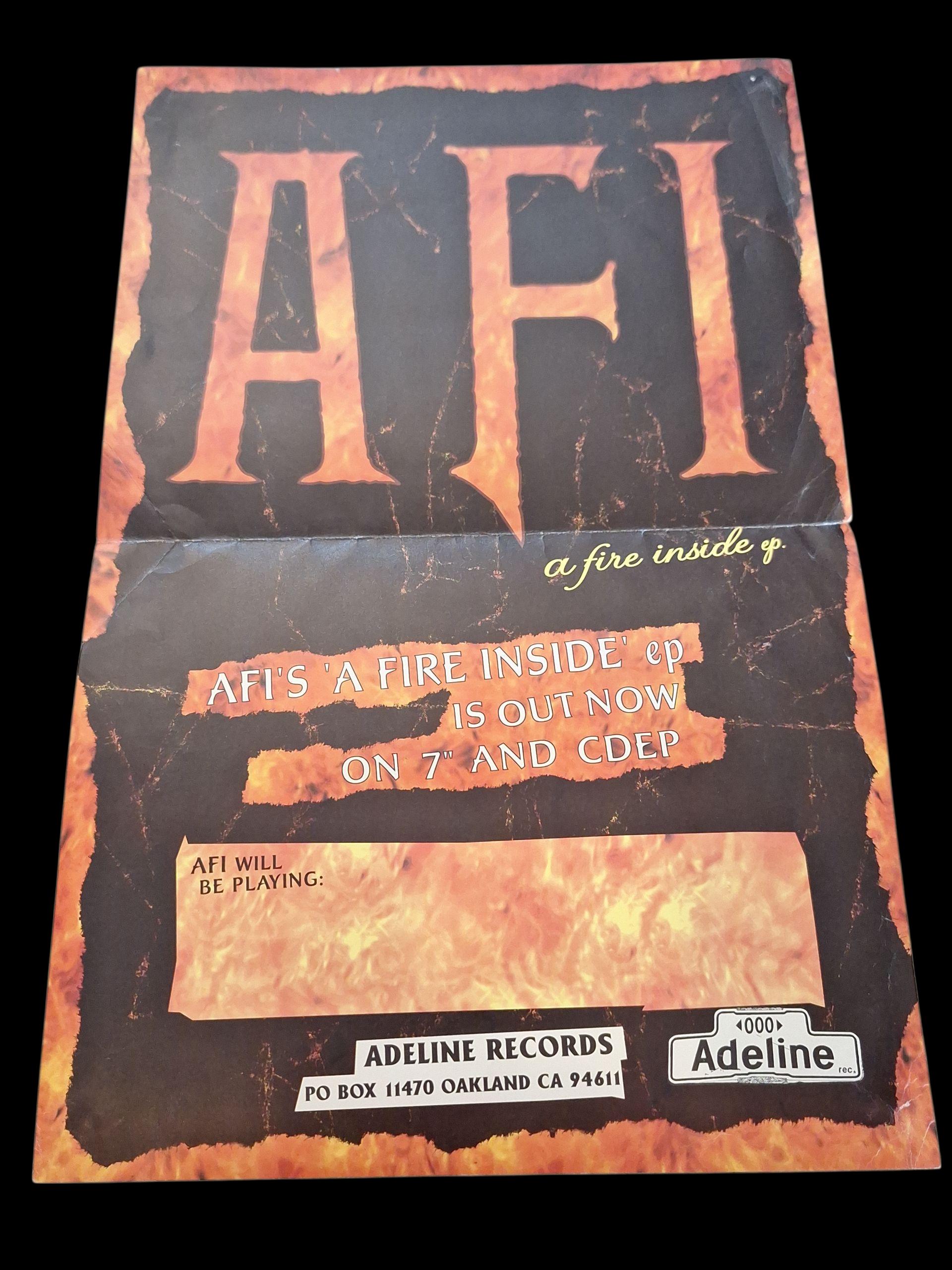 Rare Original 1998 Vintage 11x17 Promo Poster AFI A Fire Inside EP