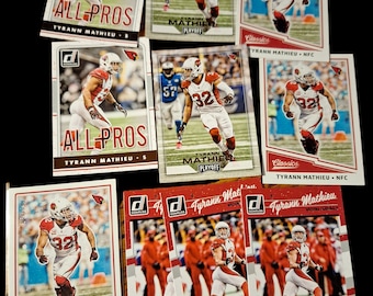 Tyrann Mathieu 10x card lot + ‘17 Panini Classics red back serial # 58/299 Arizona Cardinals Kansas city chiefs LSU Houston Texans