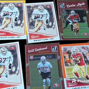 Super rare San Francisco 49ers team lot serial # 6x card lot carlos hyde Dwight Clark Will Redmond /25 2016 panini donruss 2017 classics