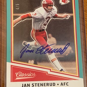 Jan Stenerud Autograph Certified Authentic Panini Classics card Rare 4/5 Kansas City Chiefs Green Bay Packers Hall of Fame Len Dawson Viking