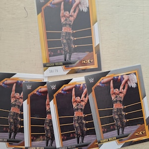 WWE Bianca Belair serial #d /75 gold 5x card lot 2022 Panini wwe NXT 2.0 base + inserts + parallels green gold  WWF
