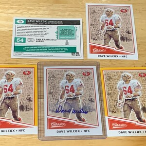 Dave Wilcox 5x card lot ‘17 Panini Classics Autograph /49 COA certified authentic + San Francisco 49ers Hall of Fame HOF Stocking stuffer