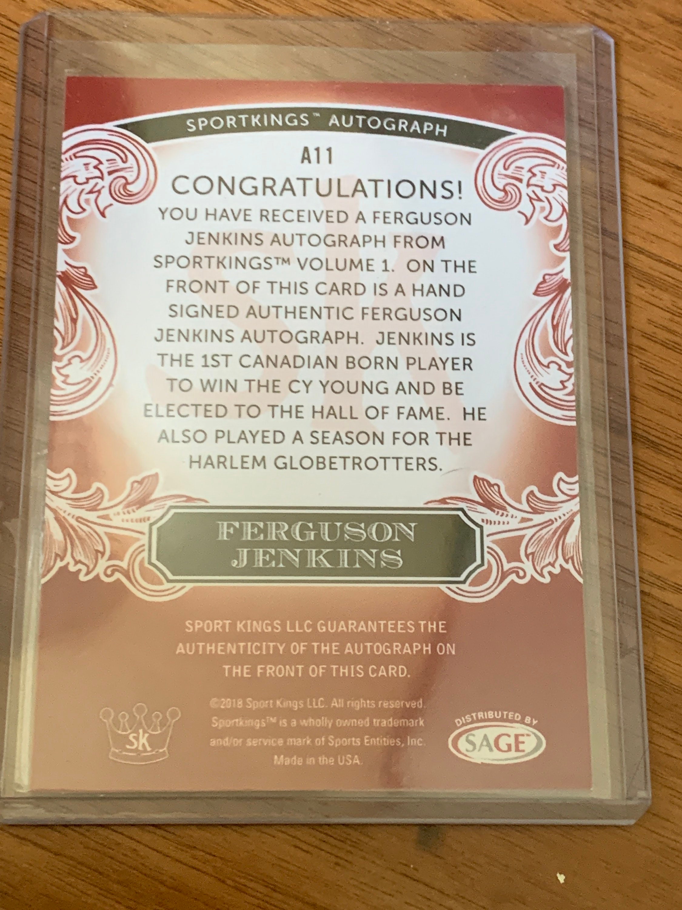 Ferguson Jenkins Autograph Card Certified Authentic Sage - Etsy