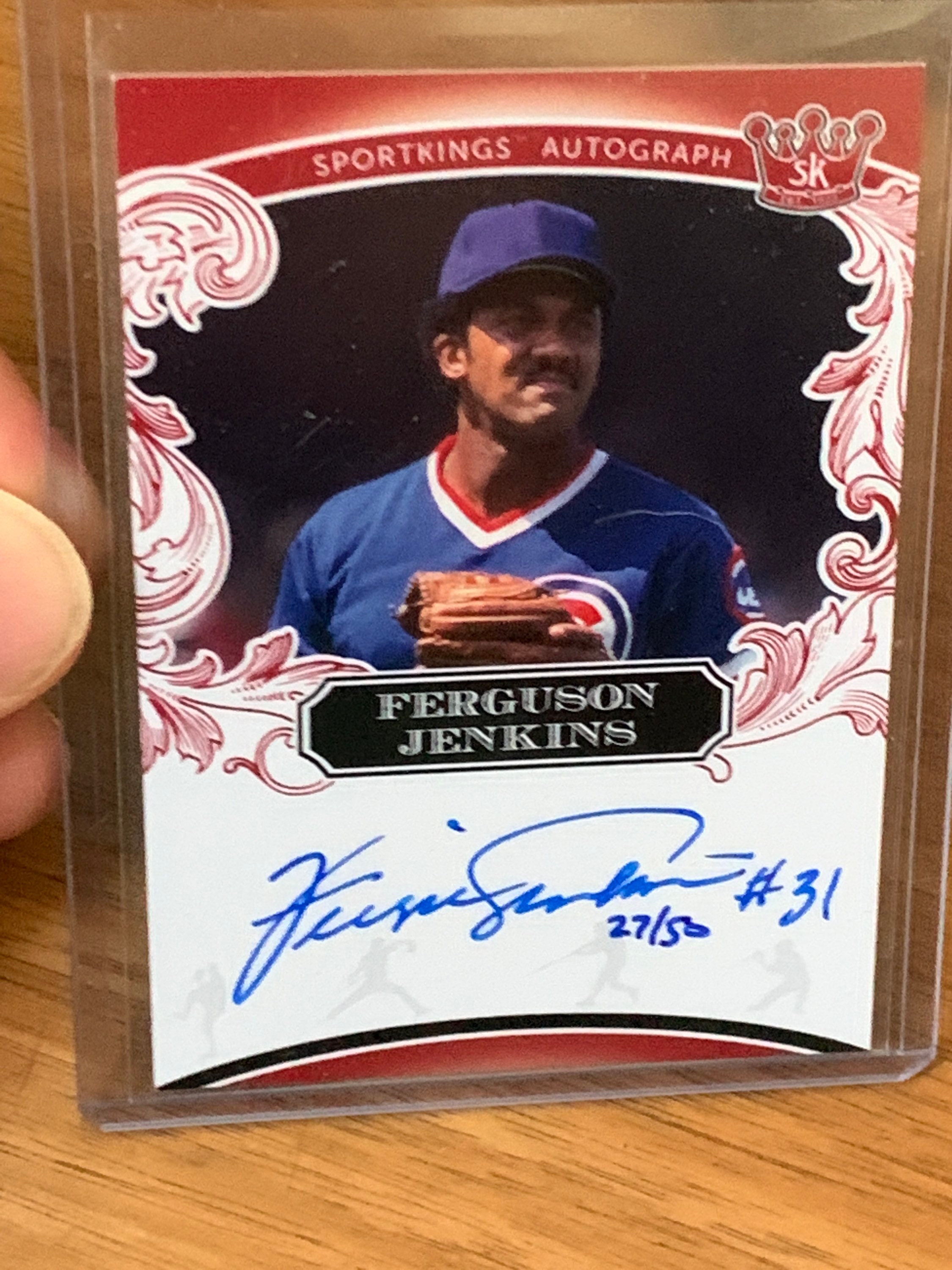 Ferguson Jenkins Autograph Card Certified Authentic Sage Sportkings #A11  27/50 Chicago Cubs HOF baseball Fergie Jenkins COA hall of fame