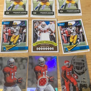 Davante Adams 9x card lot ‘14 Flair showcase game used + ‘18 Panini classics Saturday swatches memorabilia Green Bay Packers Fresno State