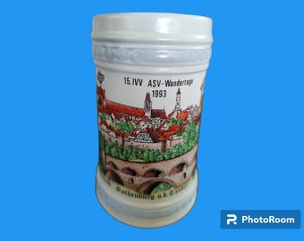 Vintage 1993 German Beer Mug Bavarian Stein Bavaria Oktoberfest #15 IVV Asv-Wandertage 1993 Meistertrunk Rothenburg o.d. Tauber Anno 1631