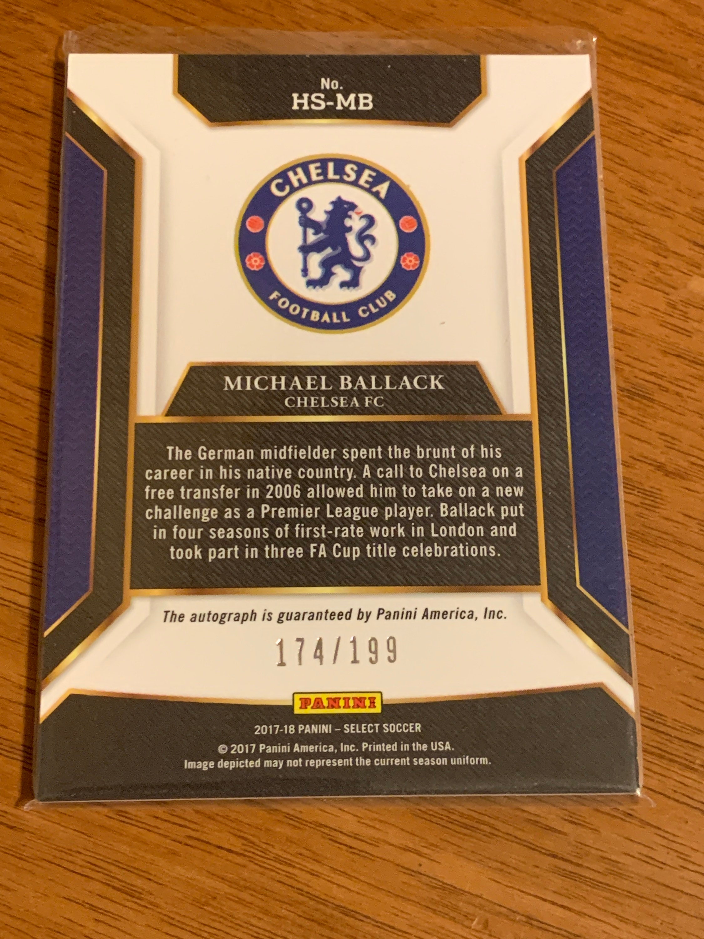 Michael Ballack Soccer COA /199 Autograph Card Panini select Historic ...