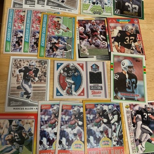 Marcus Allen 19 card lot + ‘17 Panini Classics canton game used /299 +red back /299 + ‘80s cards inserts parallels base Los Angeles Raiders