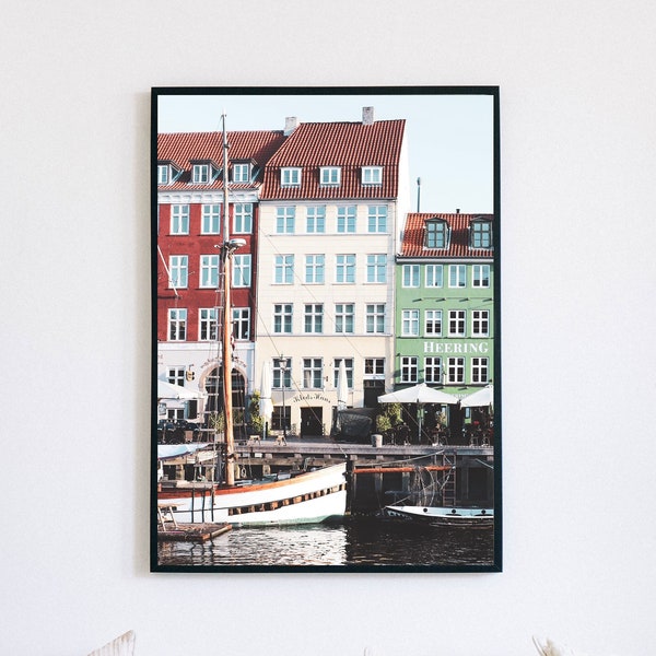 Copenhagen Nyhavn Waterfont Digital Print, Denmark Poster, Printable Wall Art, Scandinavia Travel Photography, European Architecture Print