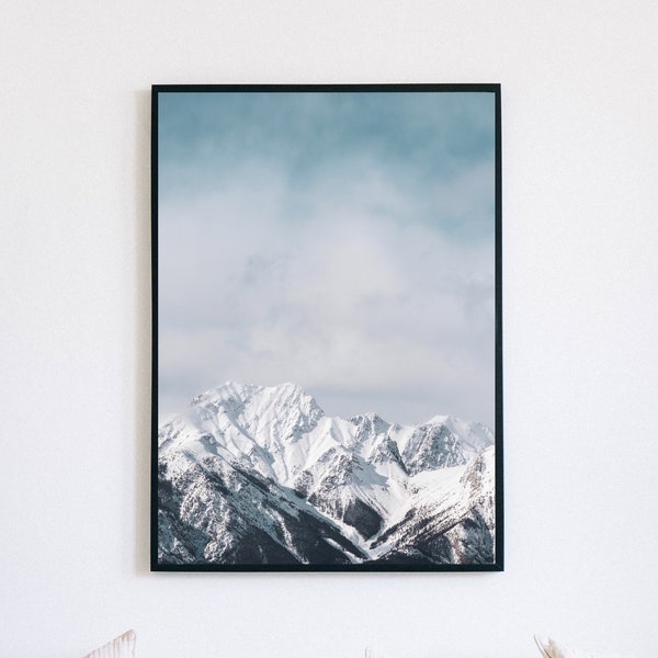 Impression numérique de montagne, hiver Printable Wall Art, Photo des montagnes Rocheuses, Banff Alberta affiche, téléchargeable Canada voyage photographie