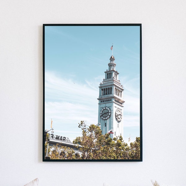 Ferry Building San Francisco impression numérique, Art mural imprimable historique, affiche emblématique de la Californie, photographie de voyage téléchargeable du marché