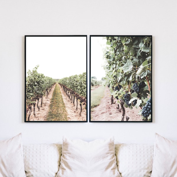 Vineyard Set of 2 Digital Print, Wine Country Poster, Napa Valley Printable Wall Art, Niagara-on-the-Lake Photography, Vines, Grape & Wine