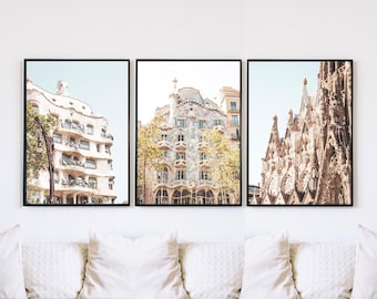 Barcelona Architecture Photography Print Set: Sagrada Familia, Casa Batlló (Digital Download)