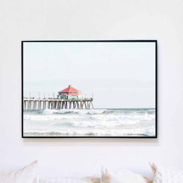 Huntington Beach Pier Digital Print, SoCal Downloadable Poster, Ruby's Printable Wall Art, Iconic California Poster, Travel Photography, OC