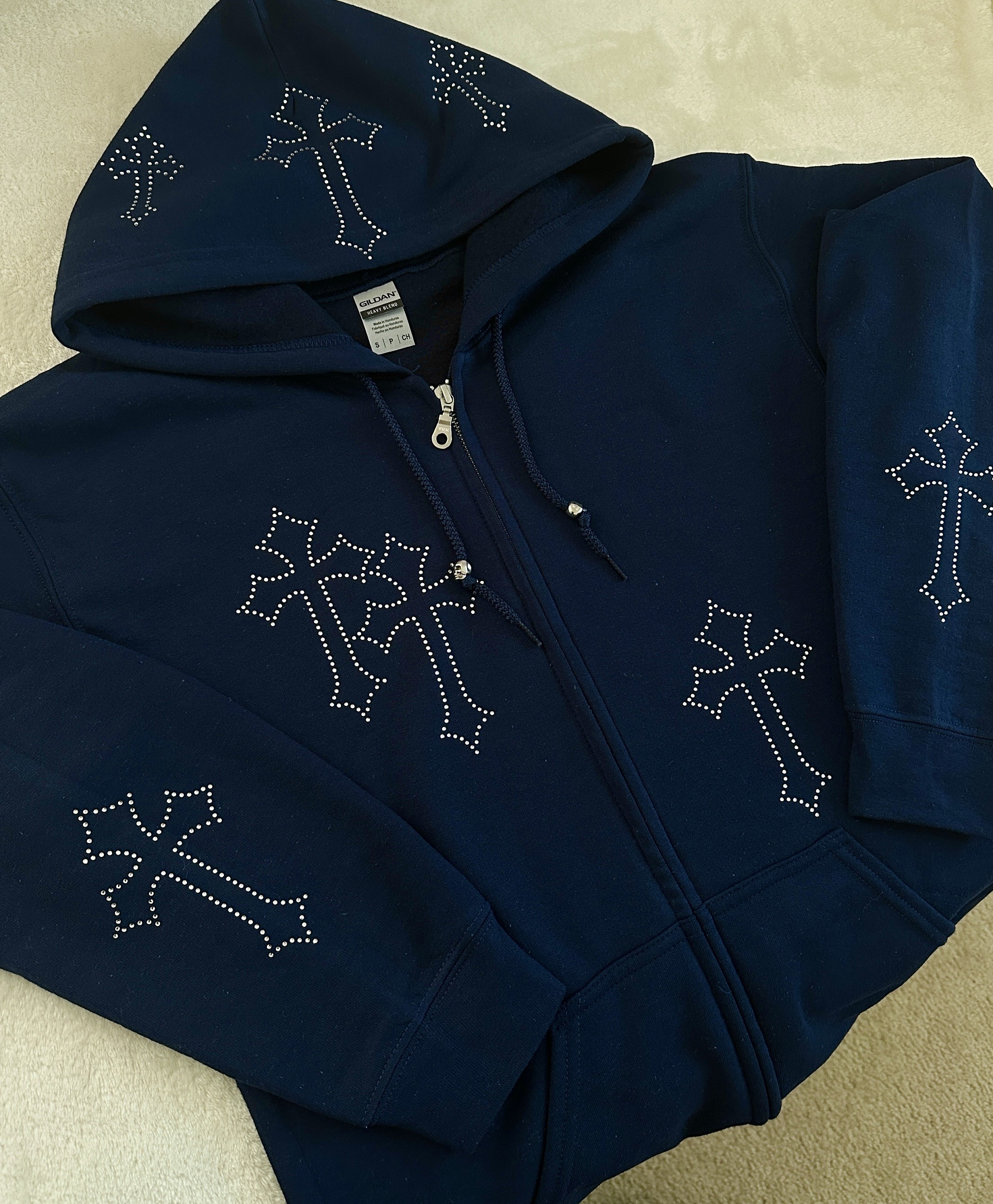 Cyber Cross Y2K Gothic Rhinestone Hoodie Vol.2 Navy Blue - Etsy Cyber Cross Y2K Gothic Rhinestone Hoodie Vol.2 Navy Blue - Etsy