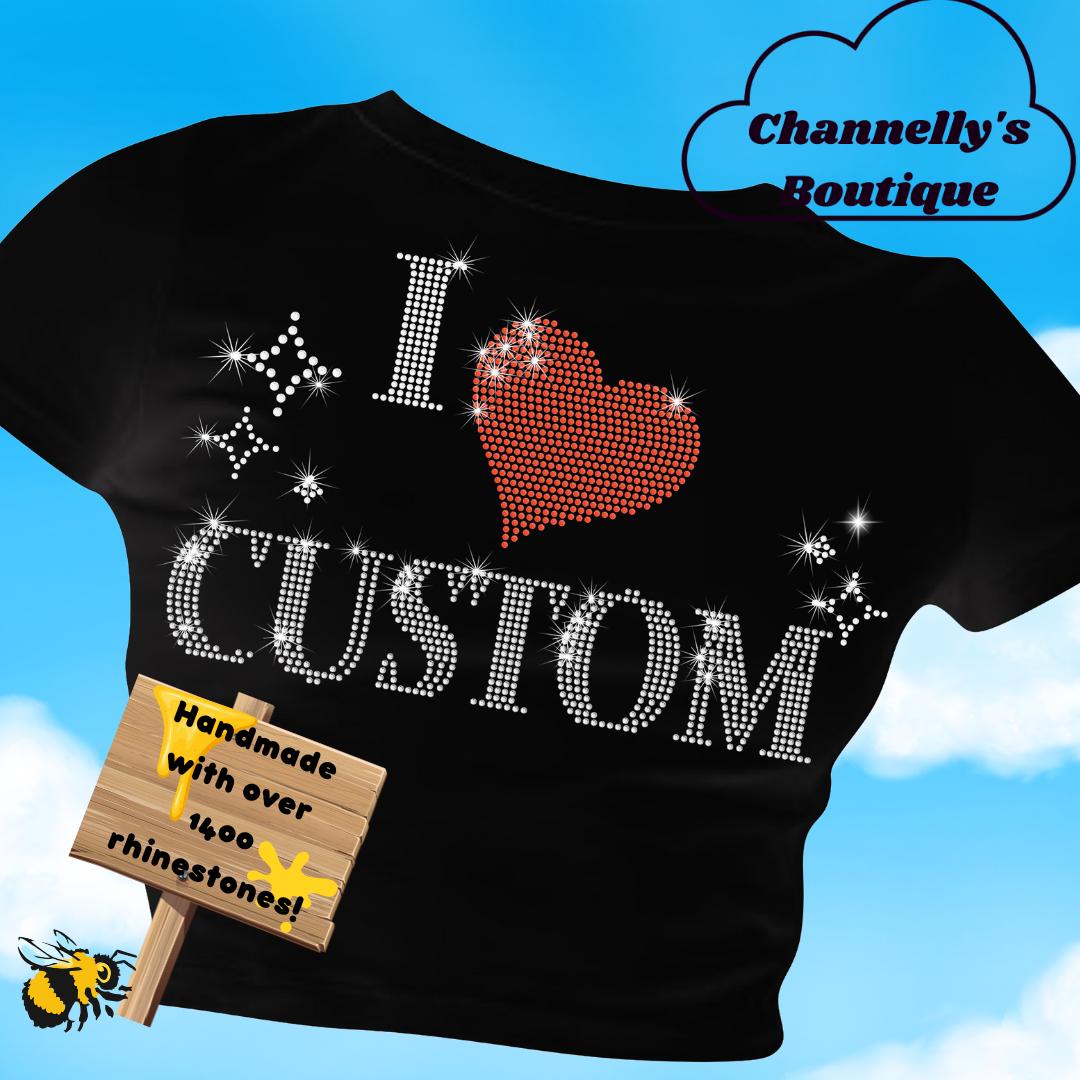 Rhinestone I Heart Custom - Etsy