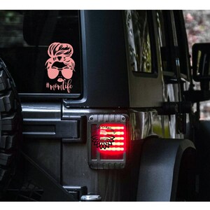 Messy bun mom life holographic car decal