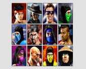 Retro Mortal Kombat II Arcade Character Select Screen Posters 12 5x7  Individual Portraits 