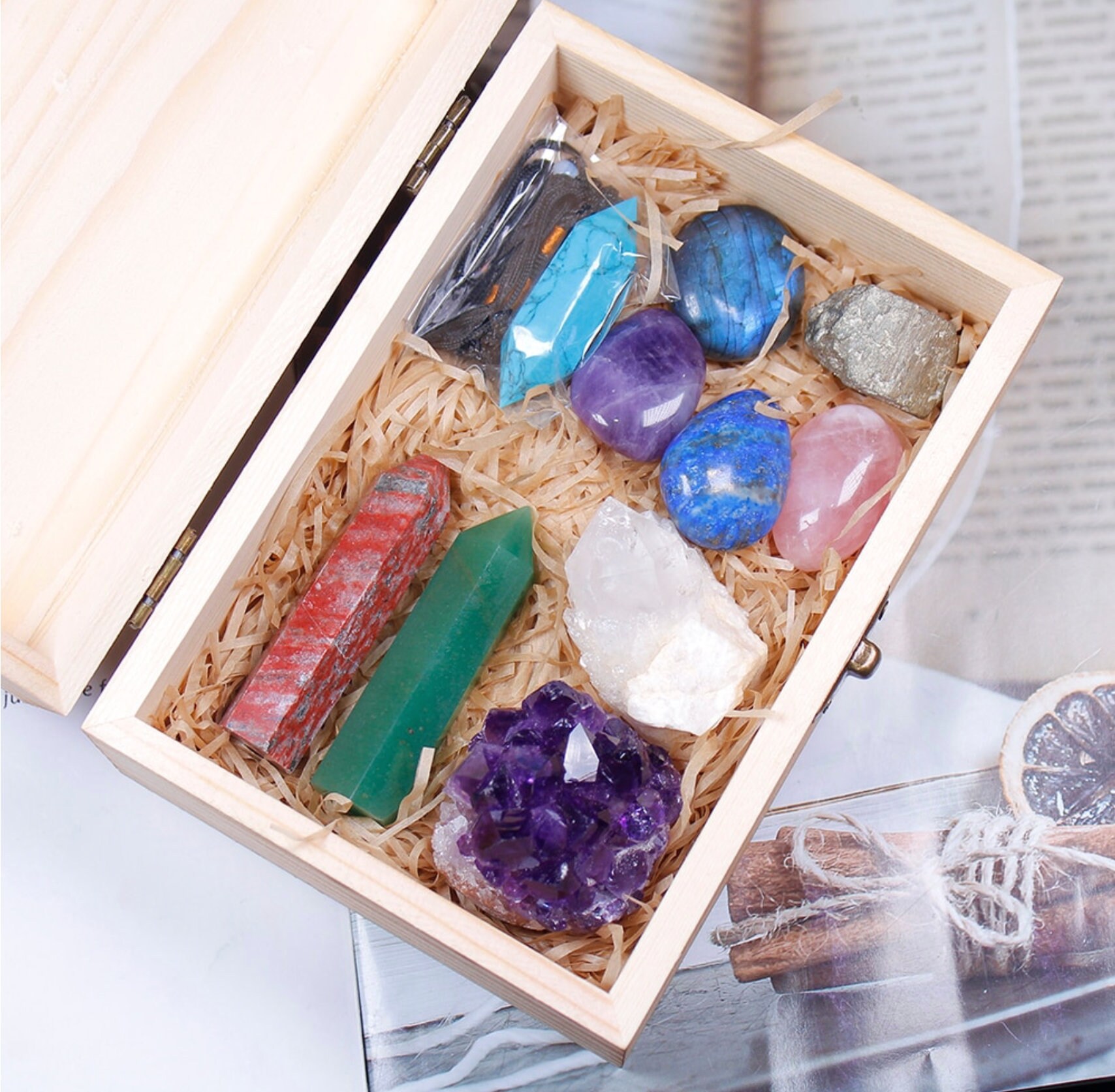 10 Pc Crystal Gift Set With Amethyst Clear Quartz Lapis Etsy