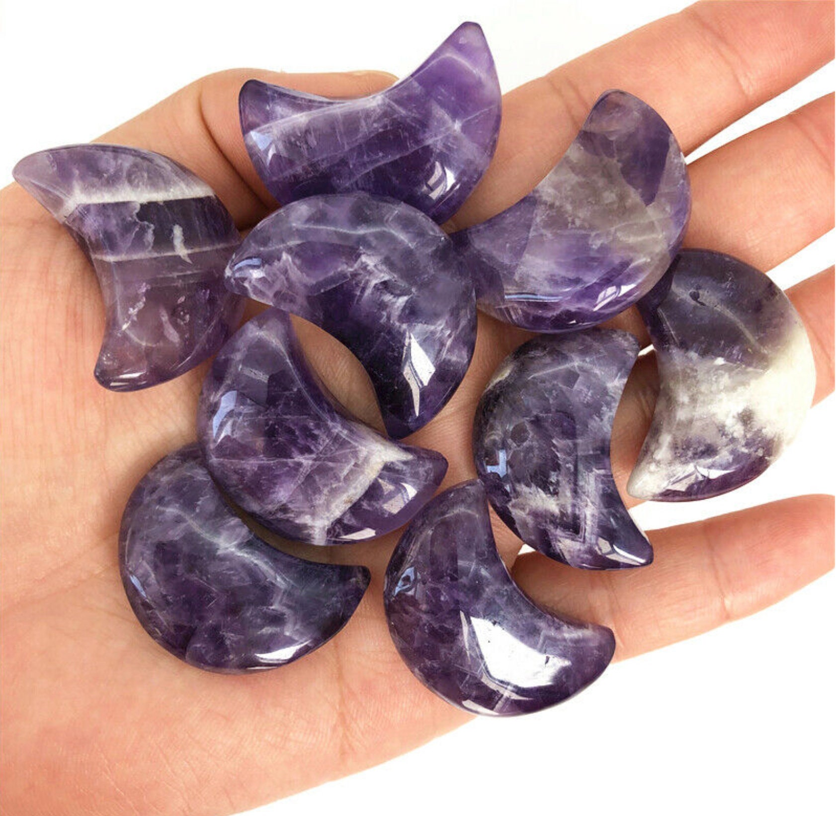 Amethyst Moon Crystal Polished Amethyst Moon Amethyst Etsy