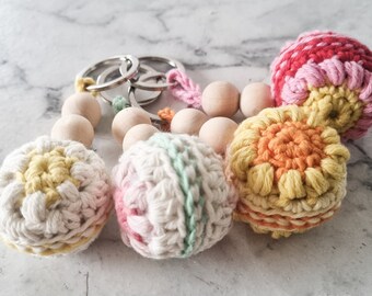 Flower Keyrings Crochet PATTERN: Set of 4 (PDF Pattern)
