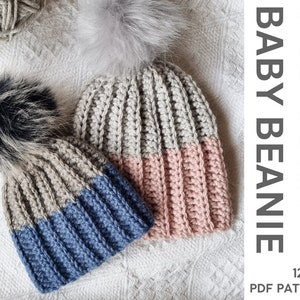 INSTANT download / PDF Pattern / Easy Crochet beanie / Beanie pattern / Kid&#39;s Beanie / Crochet hat / Two tone beanie / Baby Gift /