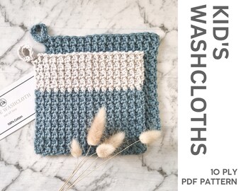 INSTANT download // washcloth pattern // crochet washcloths // set of two // crochet gift // crochet PDF pattern // kids washcloth