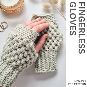 INSTANT download / Puff Stitch Glove PATTERN / Women&#39;s Crochet Gloves / Fingerless Gloves Pattern / Crochet Gloves Pattern / Winter gloves