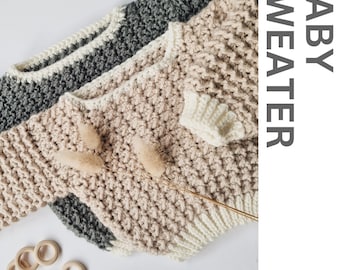 Crochet Baby Sweater Pattern, Textured Jersey (PDF Pattern)
