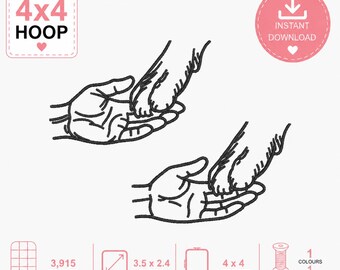 Dog and Cat Paw Embroidery Design: Sketch Style, digital download machine embroidery design