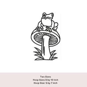 Frog embroidery design, mushroom embroidery design, sketch embroidery, line art embroidery. Forest embroidery design cottagecore design