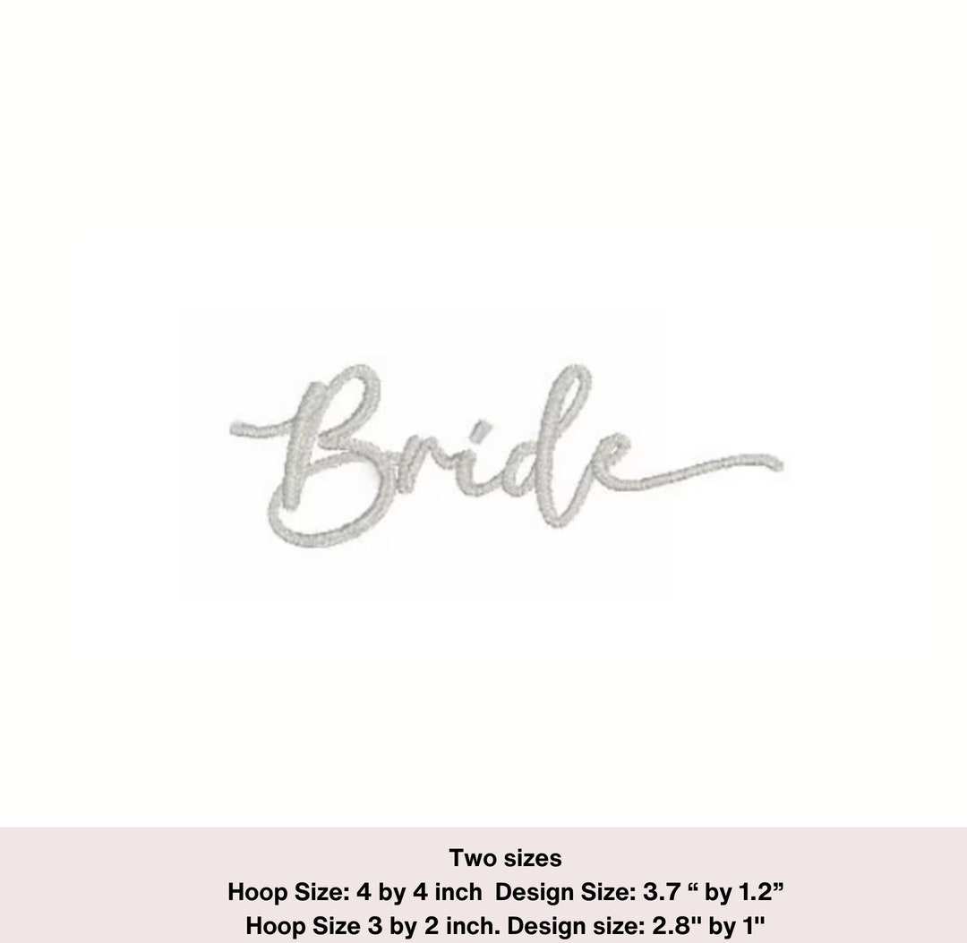 Elegant Bride Text Embroidery Design. Wedding Machine Embroidery ...