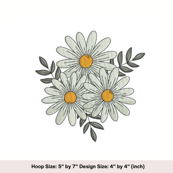 Daisy flowers embroidery design - Machine embroidery design - Floral embroidery design - Daisy bouquet  embroidery  - Digital download