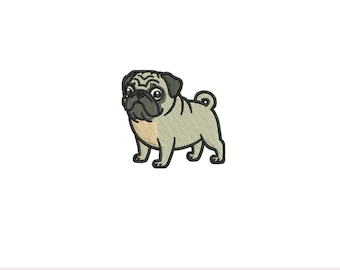 Pug Machine Embroidery Design: Cute Dog Pattern (3x2 Hoop) (Digital Download)