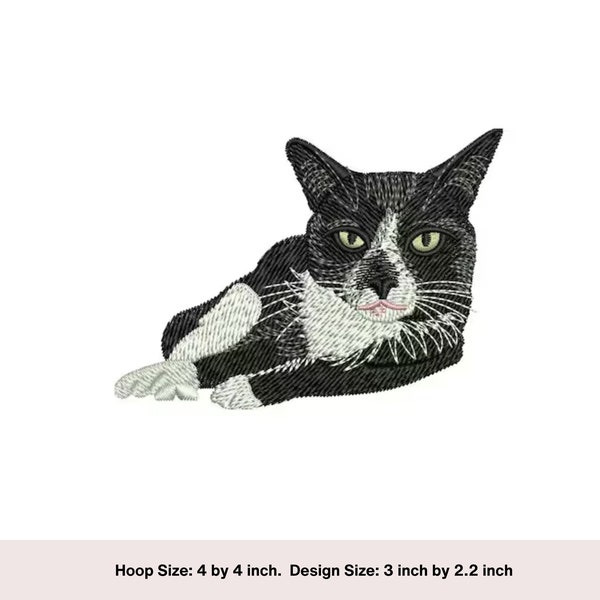 Black and white cat embroidery design. Laying dog cat machine embroidery design. Animal embroidery designs. Car lovers digital download