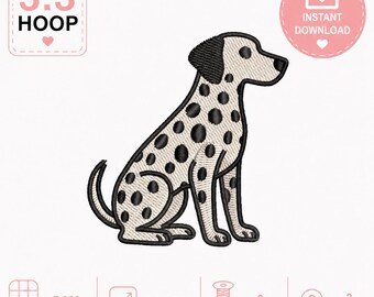 ダルメシアン犬の刺繍デザイン、ミシン刺繍パッチ、デジタルダウンロード