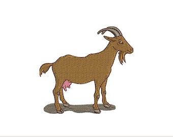 Diseño de bordado de cabra: Patrón de animal de granja (7,6 x 7,6 cm) (Descarga digital)
