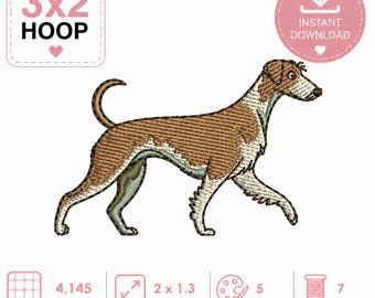 Lurcher Dog Embroidery Design 3x2 Hoop– Detailed Pet Stitch File Instant Download