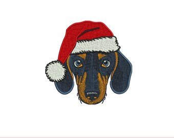 Christmas Dachshund Embroidery Design: Festive Dog, 5x7 Hoop (Digital Download