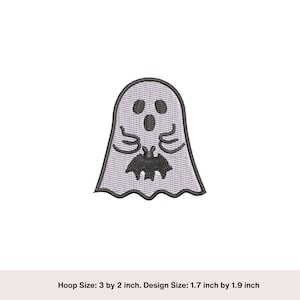 Mini Ghost Embroidery Design: Bat Halloween Patch (Digital Download)