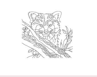 Desenho de bordado à máquina de panda vermelho (download digital) para bastidor de 5 x 7 polegadas