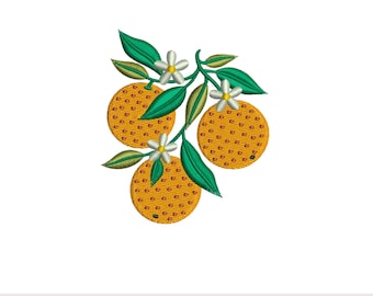 Orange Blossom Embroidery Design: Fruit Branch (4x4 inch) (Digital Download