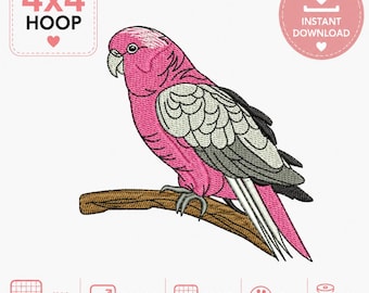 Galah Bird Embroidery Design, Australian Animal, 4x4 Hoop Digital Download