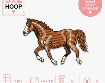 Running Horse Embroidery Design, Horse Machine Embroidery File, Equestrian Digital Download