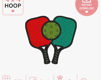 Pickleball Paddle Embroidery Design, Sports Digital Download, 4x4 Machine Stitch File