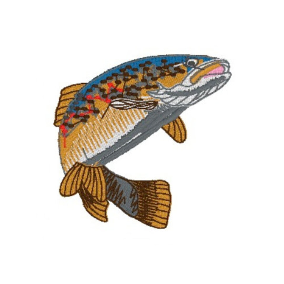 Trout Fish Embroidery Designs, Trout Fish Embroidery Design Digital